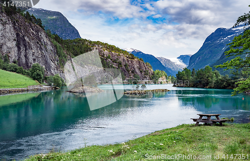 Image of lovatnet lake Beautiful Nature Norway.