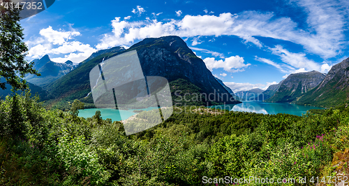 Image of lovatnet lake Beautiful Nature Norway.