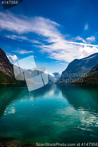 Image of lovatnet lake Beautiful Nature Norway.