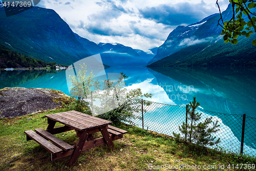 Image of lovatnet lake Beautiful Nature Norway.