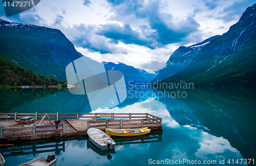 Image of lovatnet lake Beautiful Nature Norway.