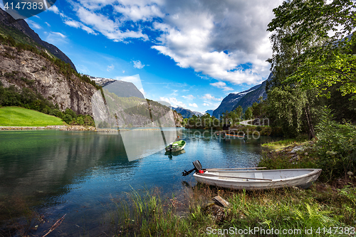 Image of lovatnet lake Beautiful Nature Norway.