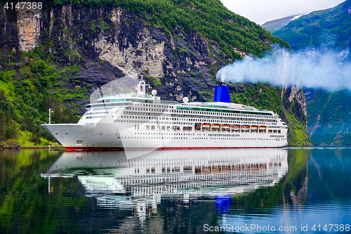 Image of Cruise Liners On Geiranger fjord, Norway