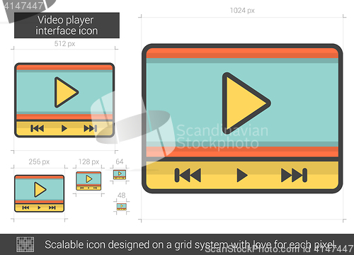 Image of Video player interface line icon.