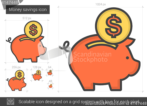 Image of Money savings line icon.