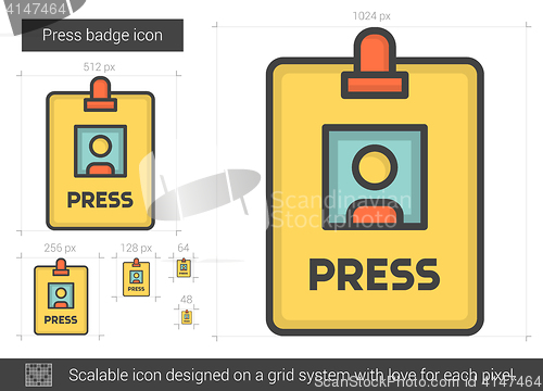 Image of Press badge line icon.