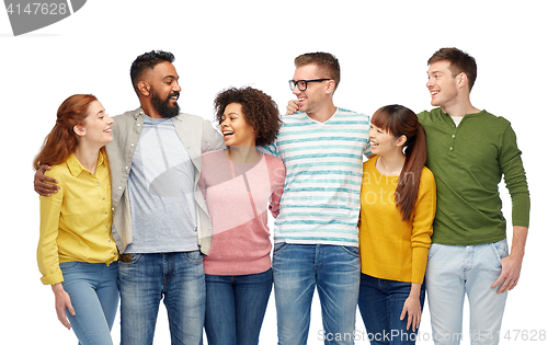 Image of international group of happy smiling people