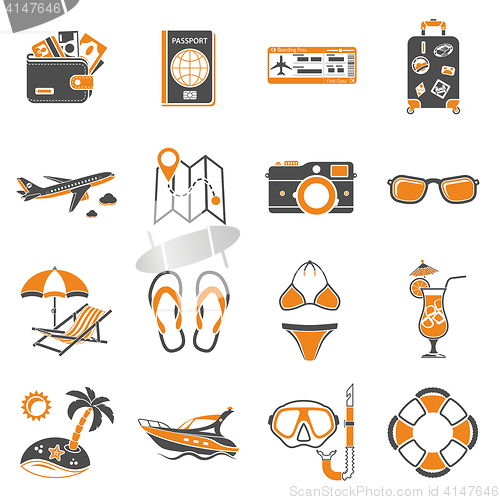 Image of Vacation and Tourism Icons Set