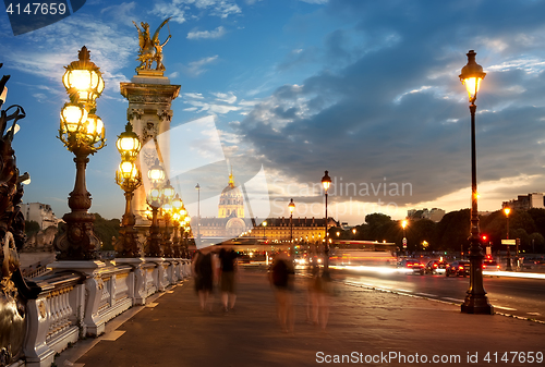 Image of Bridge Alexandre III at sunset