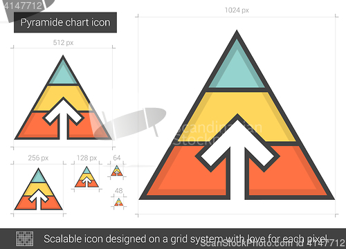 Image of Pyramid chart line icon.