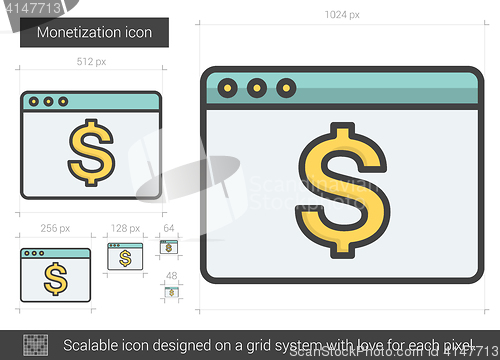 Image of Monetization line icon.