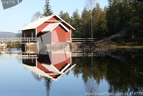 Image of Lake and red house