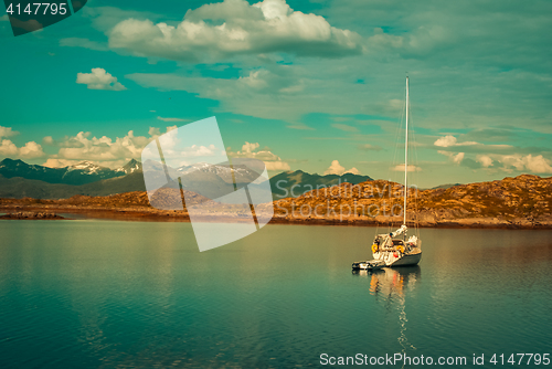 Image of White boat on water