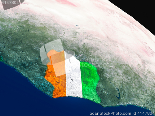 Image of Flag of Ivory Coast from space