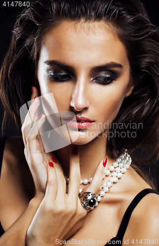 Image of beauty young  woman with jewellery close up, luxury portrait of 