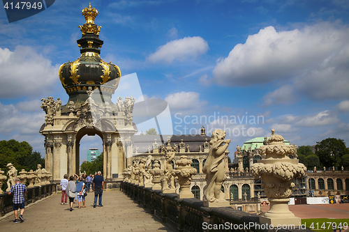 Image of DRESDEN, GERMANY – AUGUST 13, 2016: Tourists walk and visit Dr