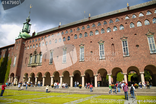 Image of STOCKHOLM, SWEDEN - AUGUST 19, 2016: Tourists walk and visit Sto