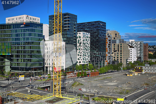 Image of OSLO, NORWAY – AUGUST 17, 2016: A construction site of Bjorvik