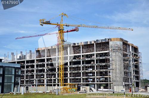 Image of Crane and building construction site