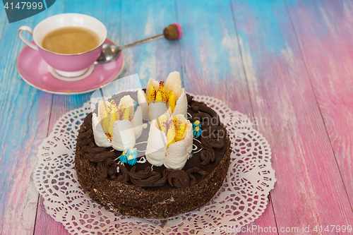Image of Cake on color background