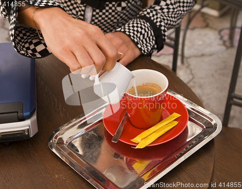 Image of Preparing coffee latte