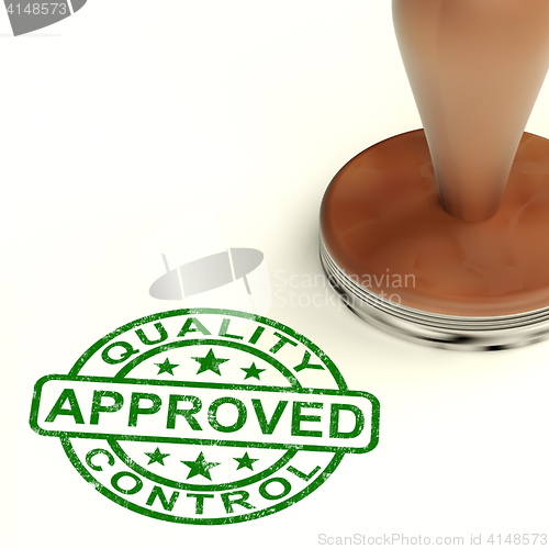 Image of Quality Control Approved Stamp Shows Excellent Products
