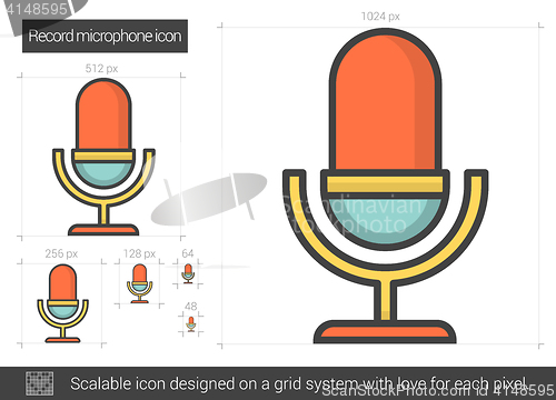 Image of Record microphone line icon.