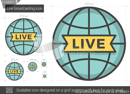 Image of Live broadcasting line icon.