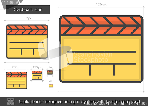 Image of Clapboard line icon.