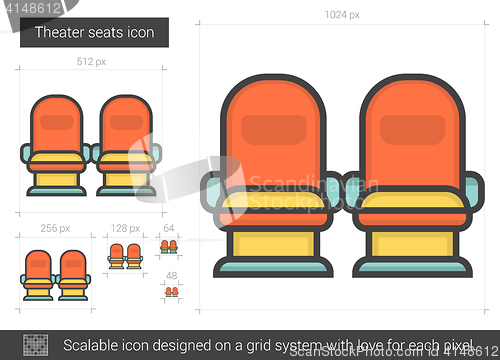 Image of Theater seats line icon.