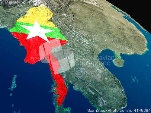 Image of Flag of Myanmar from space