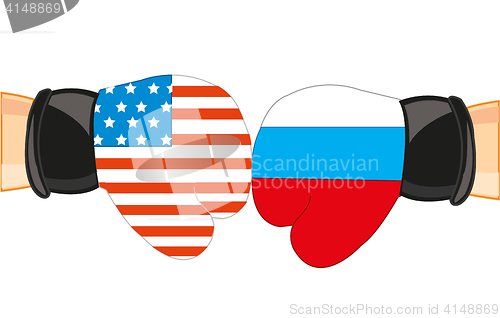 Image of Gloves in colour flag to russia and usa
