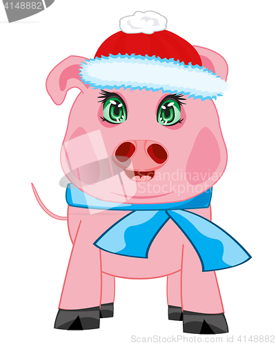 Image of Piglet in hat and scarf