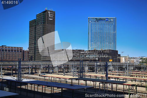 Image of OSLO, NORWAY – AUGUST 17, 2016: View on railway tracks and mod