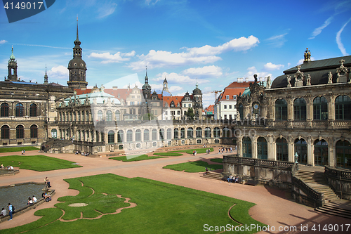 Image of DRESDEN, GERMANY – AUGUST 13, 2016: Tourists walk and visit Dr