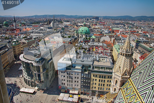 Image of Vienna, Austria - August 19, 2012: Panorama of Vienna, aerial vi