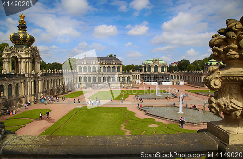 Image of DRESDEN, GERMANY – AUGUST 13, 2016: Tourists walk and visit Dr