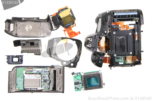 Image of damaged camera isolated