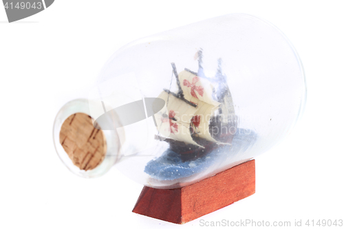 Image of ship in glass bottle