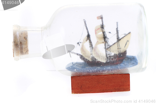 Image of ship in glass bottle
