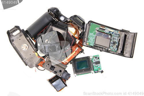 Image of damaged camera isolated