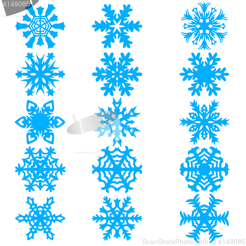 Image of Set snowflakes icons on white background, illustration