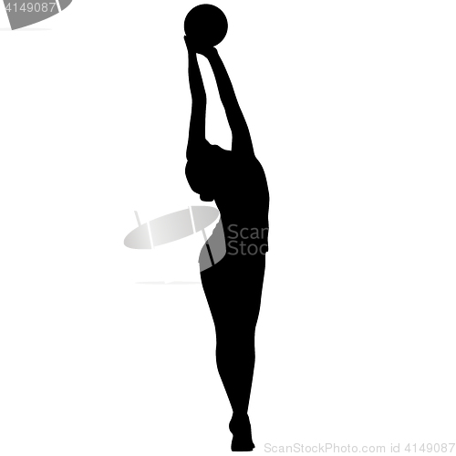 Image of Silhouette girl gymnast with the ball. illustration