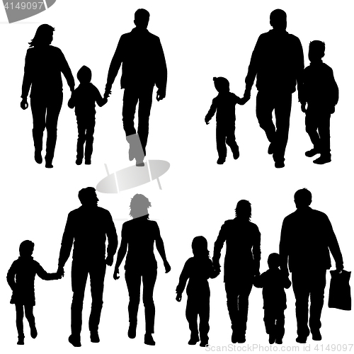 Image of Set silhouette of happy family on a white background. illustration.
