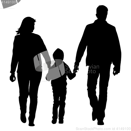 Image of Silhouette of happy family on a white background. illustration.