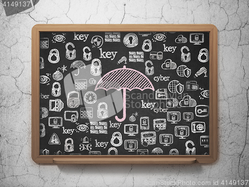 Image of Security concept: Umbrella on School board background
