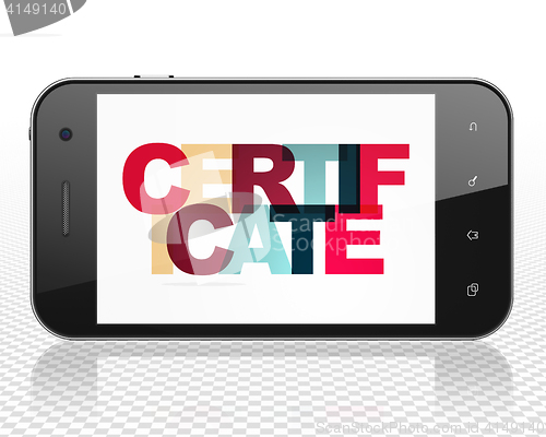 Image of Law concept: Smartphone with Certificate on  display