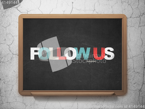 Image of Social network concept: Follow us on School board background