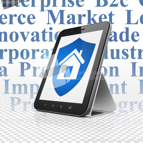Image of Business concept: Tablet Computer with Shield on display