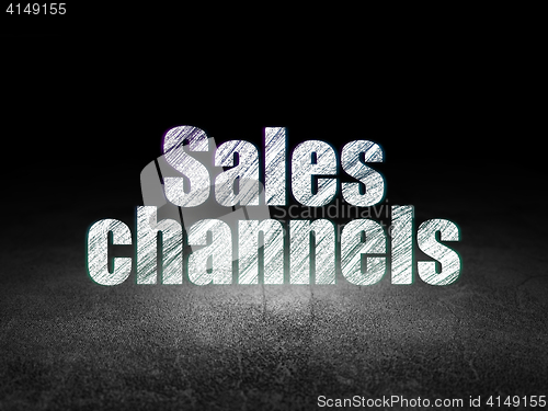 Image of Advertising concept: Sales Channels in grunge dark room